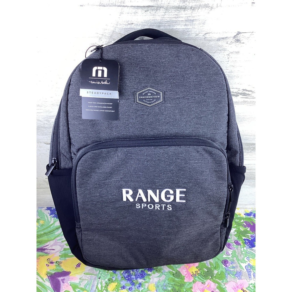 NWT Travis Mathew Steadypack Backpack Black Gray Multiple Pockets Range Sports